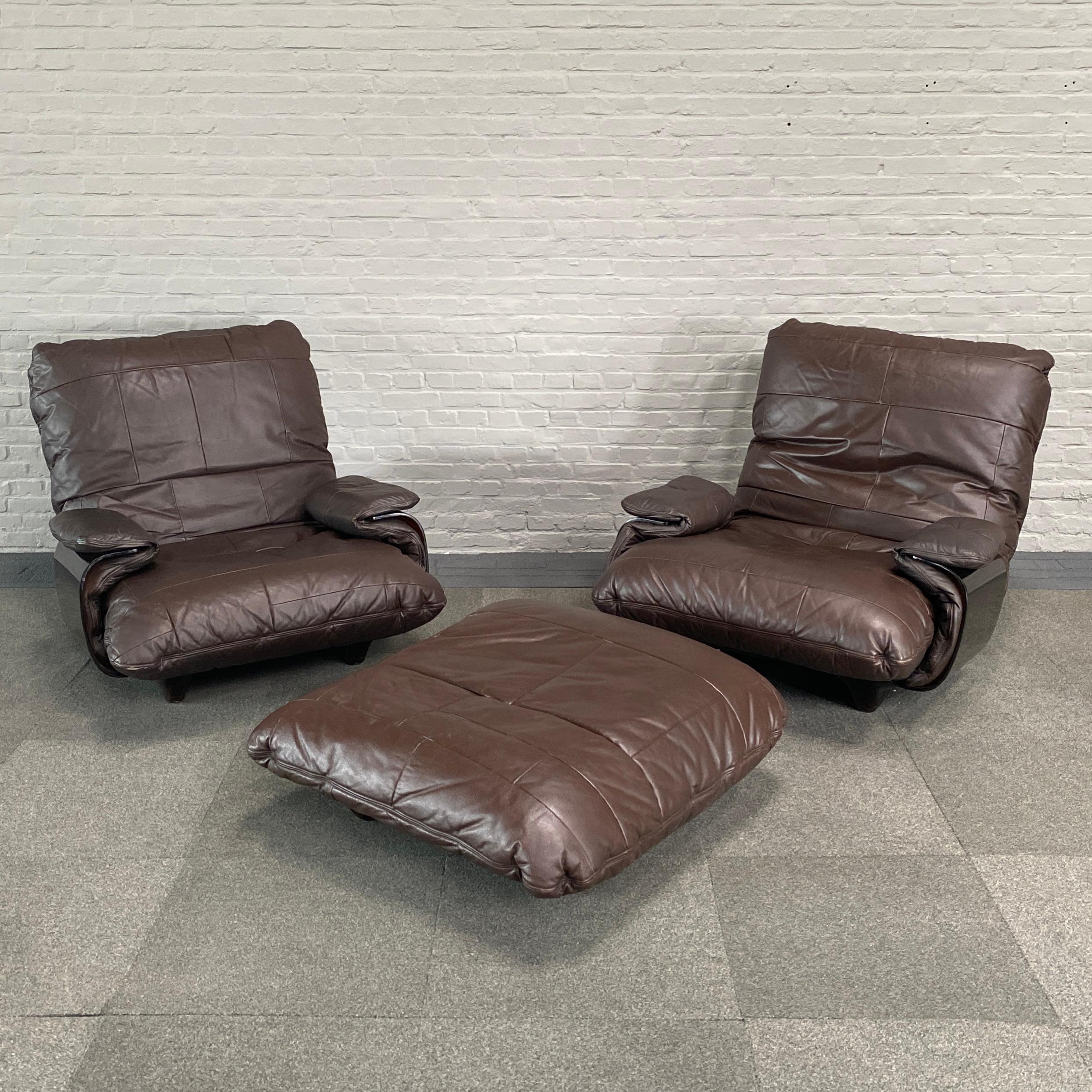 Marsala Sofa Lounge Set with Ottoman by Michel Ducaroy for Ligne Roset, 1970's For Sale 8