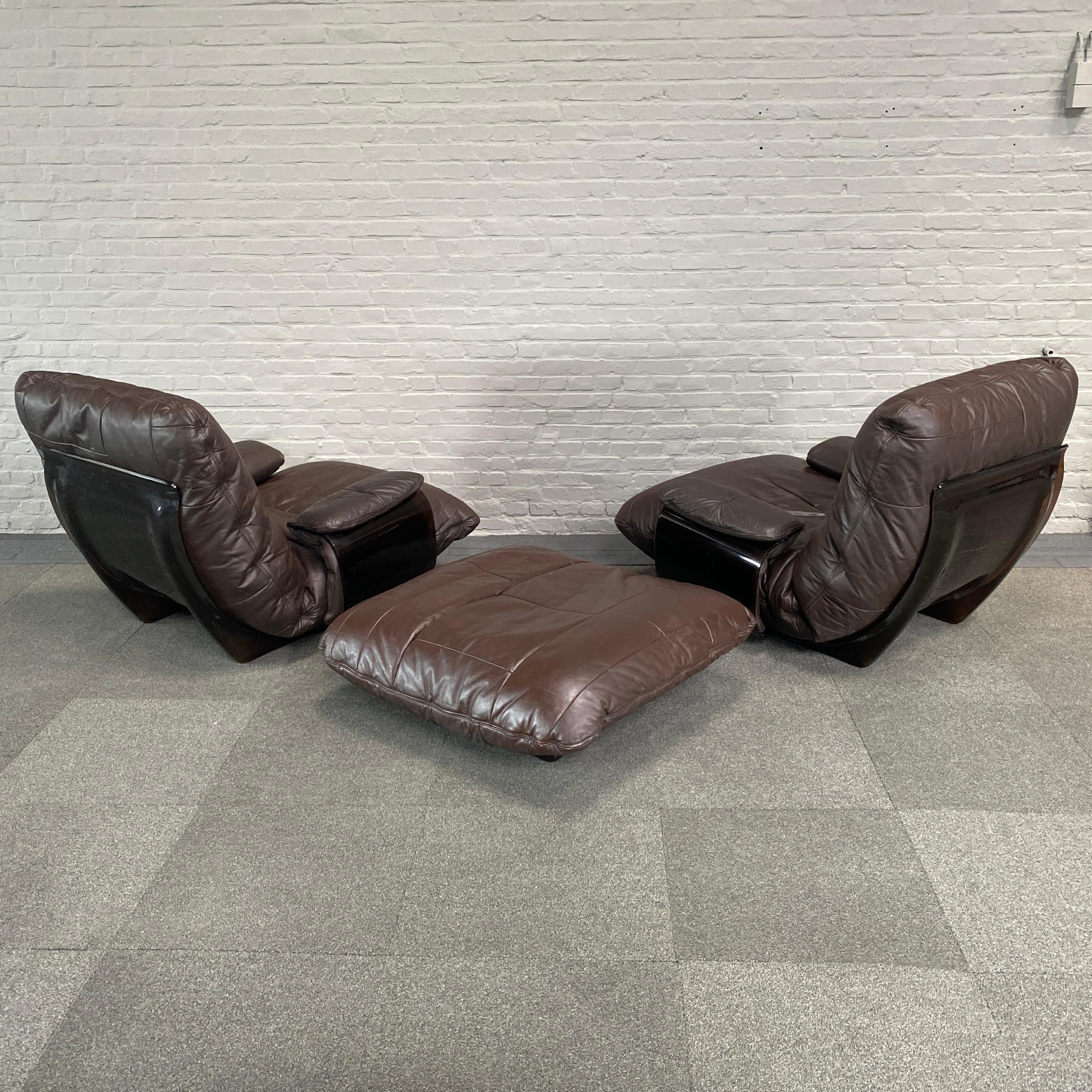 Marsala Sofa Lounge Set with Ottoman by Michel Ducaroy for Ligne Roset, 1970's In Good Condition For Sale In Zandhoven, BE