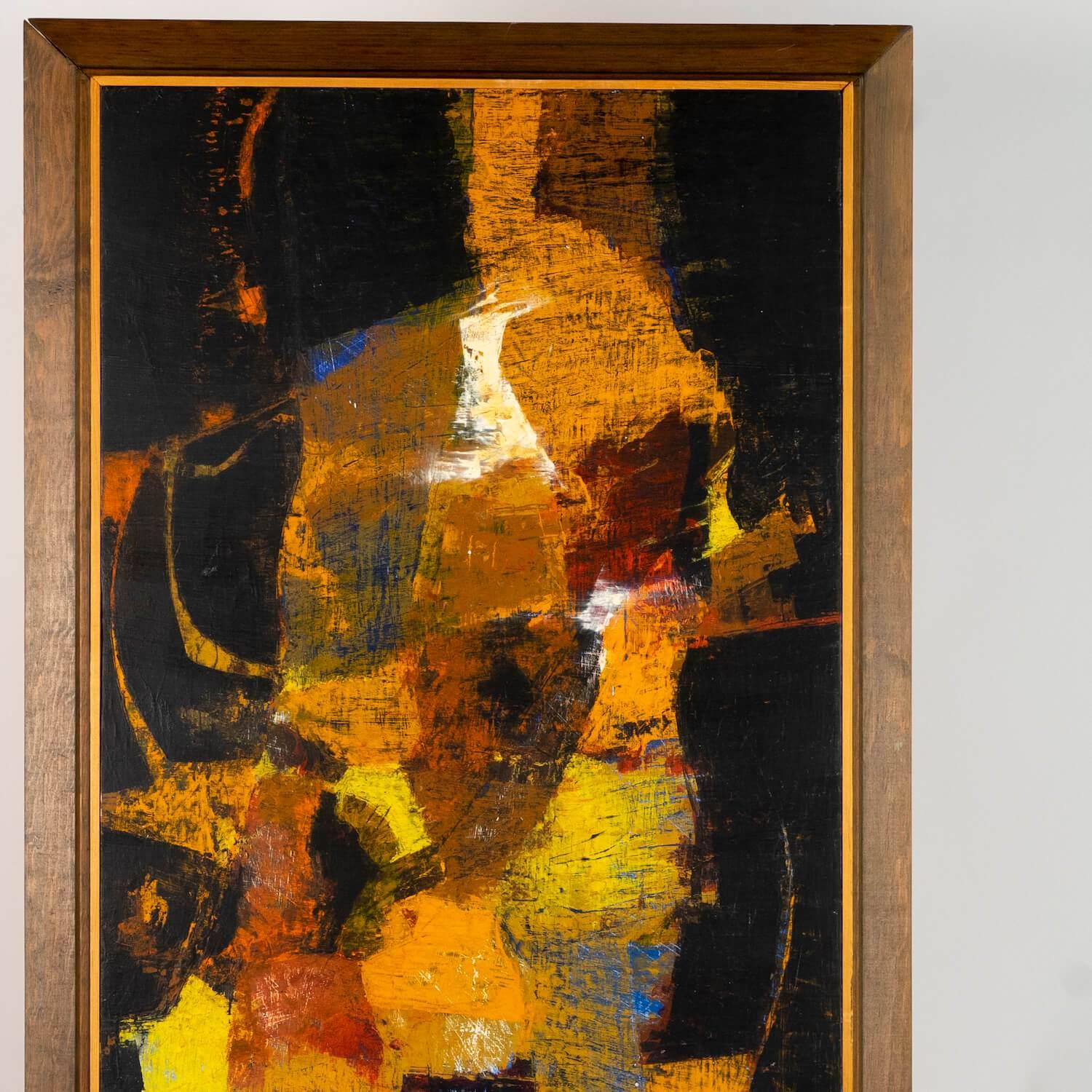 Mid-Century Modern Marsalko Abstract Expressionist Oil Painting on Wooden Panel For Sale