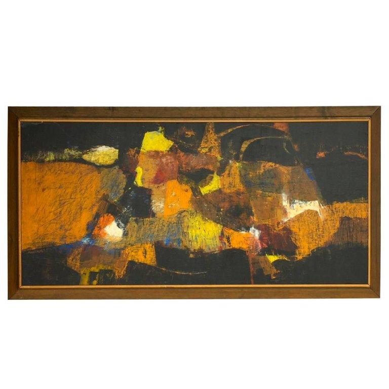 Marsalko Abstract Expressionist Oil Painting on Wooden Panel For Sale