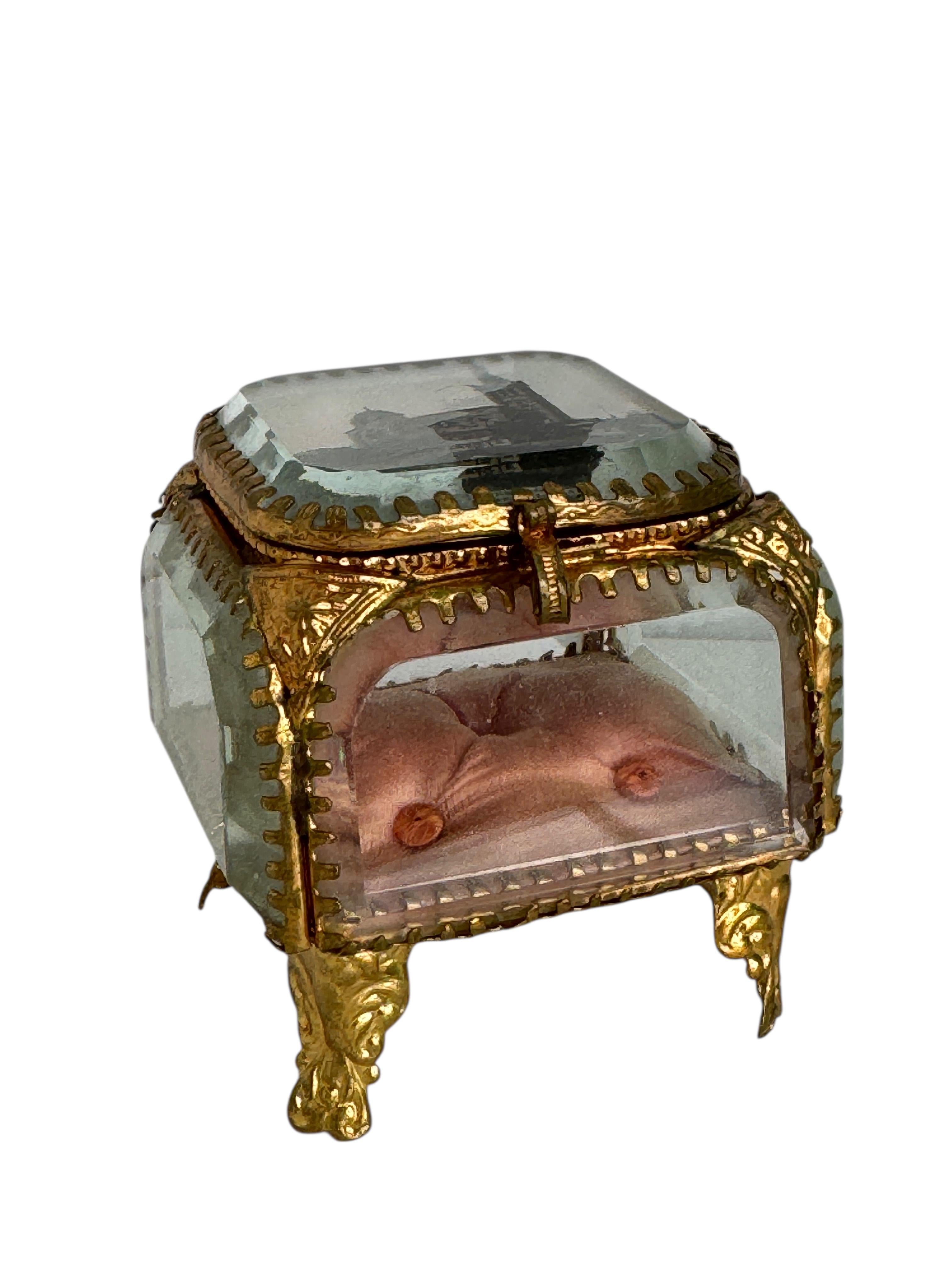 Marseille Antique French Grand Tour Souvenir Casket, Beveled Glass & Eglomise