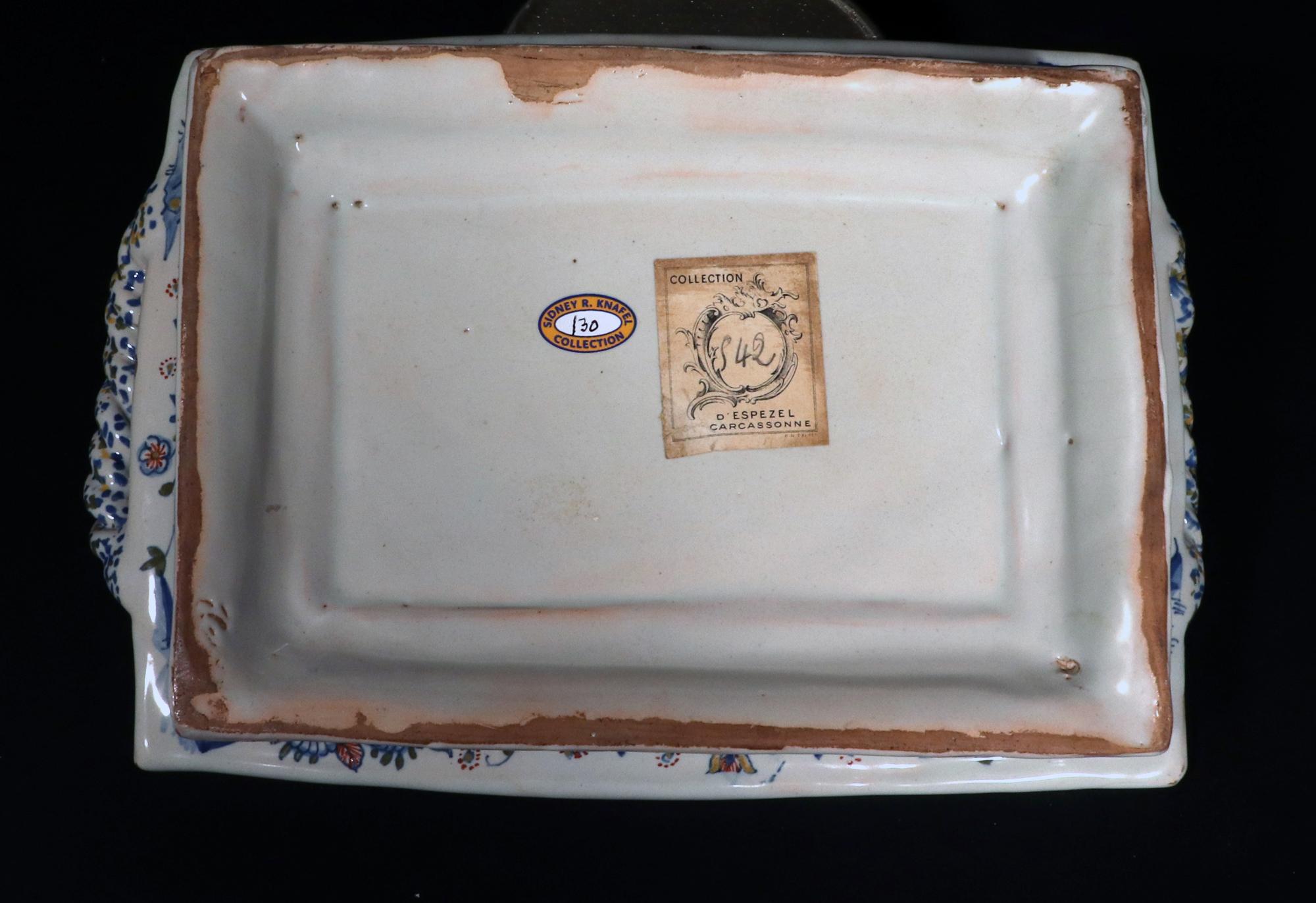 Bandeja con pie de Chinoiserie Faïence de Marsella, atribuida al Taller Leroy en venta 4