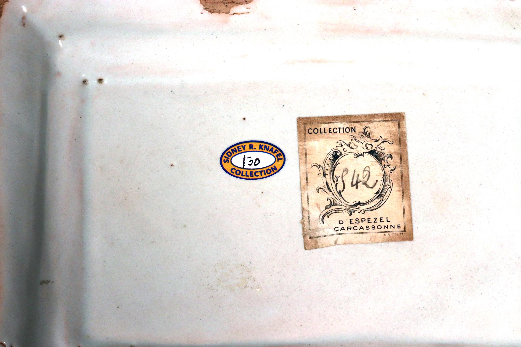 Bandeja con pie de Chinoiserie Faïence de Marsella, atribuida al Taller Leroy en venta 3