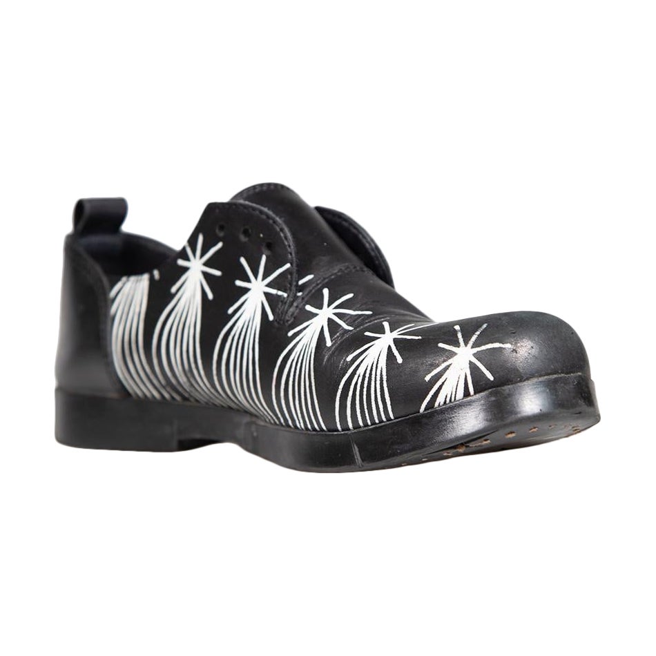 Marsell Chaussures en cuir noir imprimé graffiti Taille UK 4 en vente