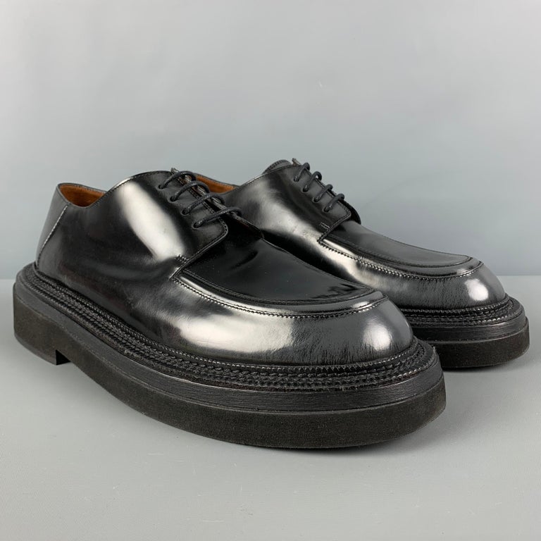 MARSELL Size 12 Black Antique Leather Platform Lace Up Shoes For Sale ...