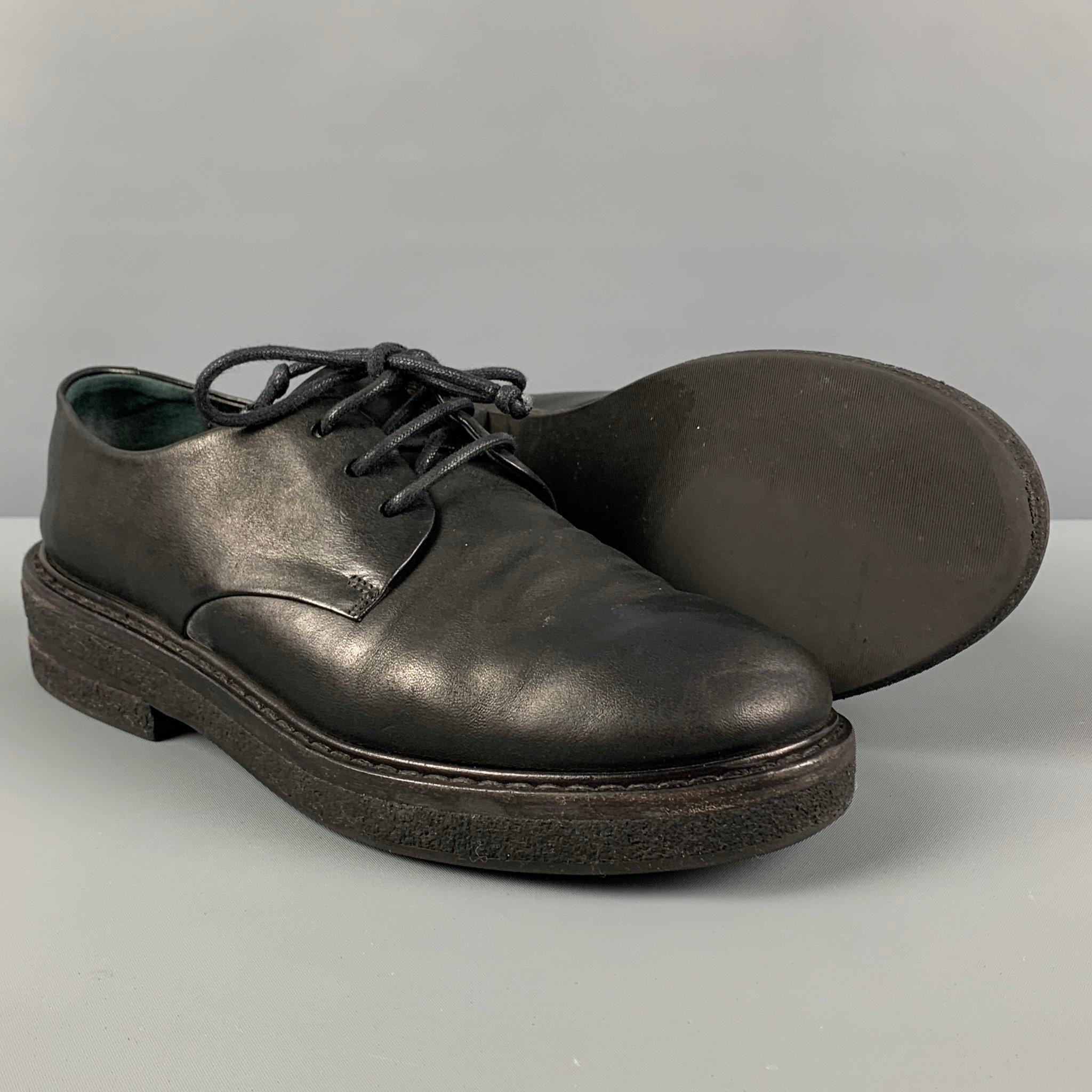 MARSELL Size 6 Black Leather Platform Lace Up Shoes In Good Condition In San Francisco, CA
