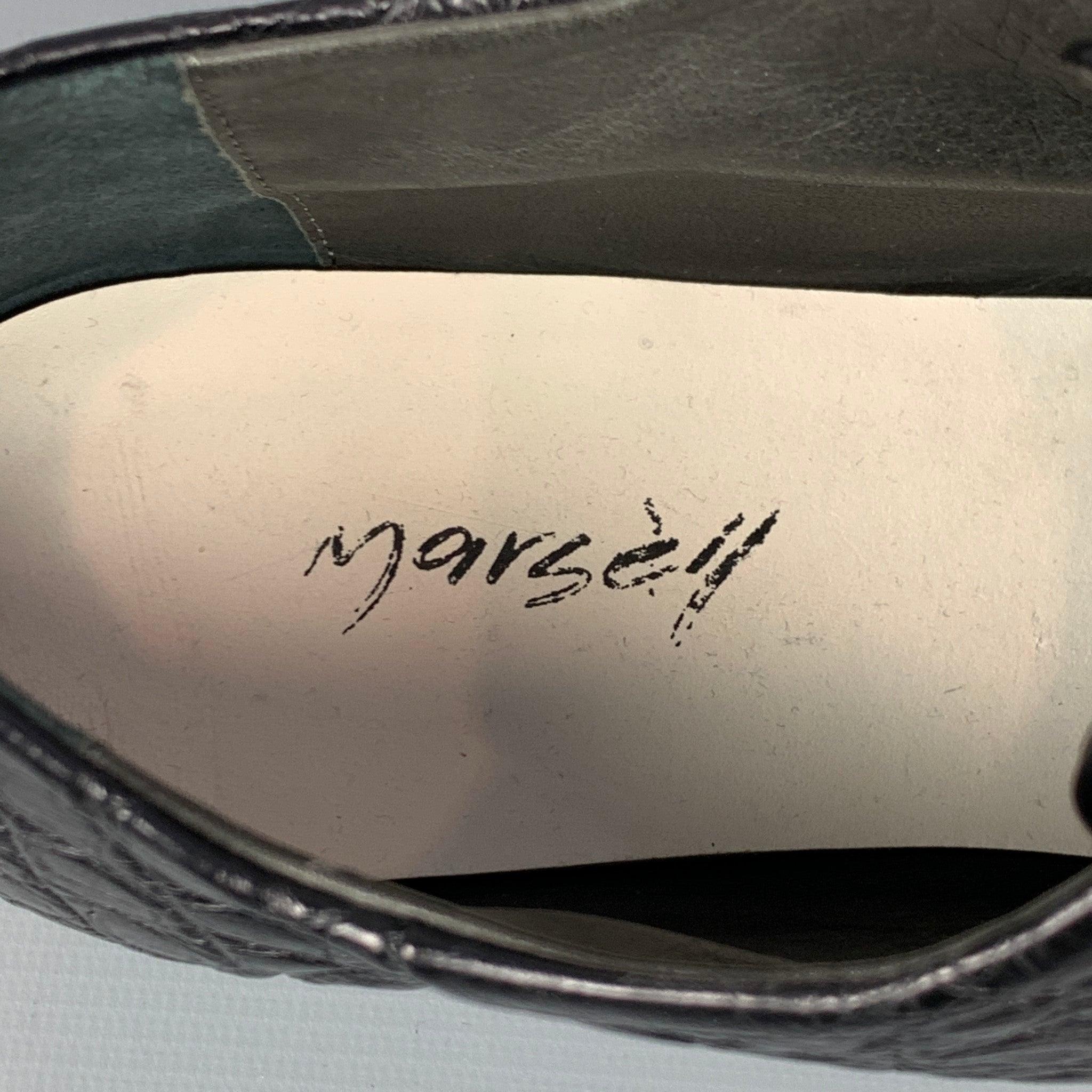 MARSELL Size 7 Black Embossed Leather Flat Laces For Sale 2