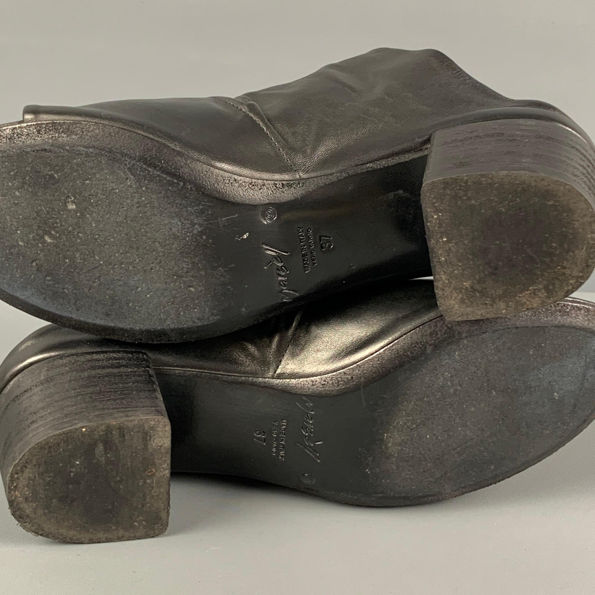 MARSELL Size 7 Black Leather Peep Toe Sandals 3