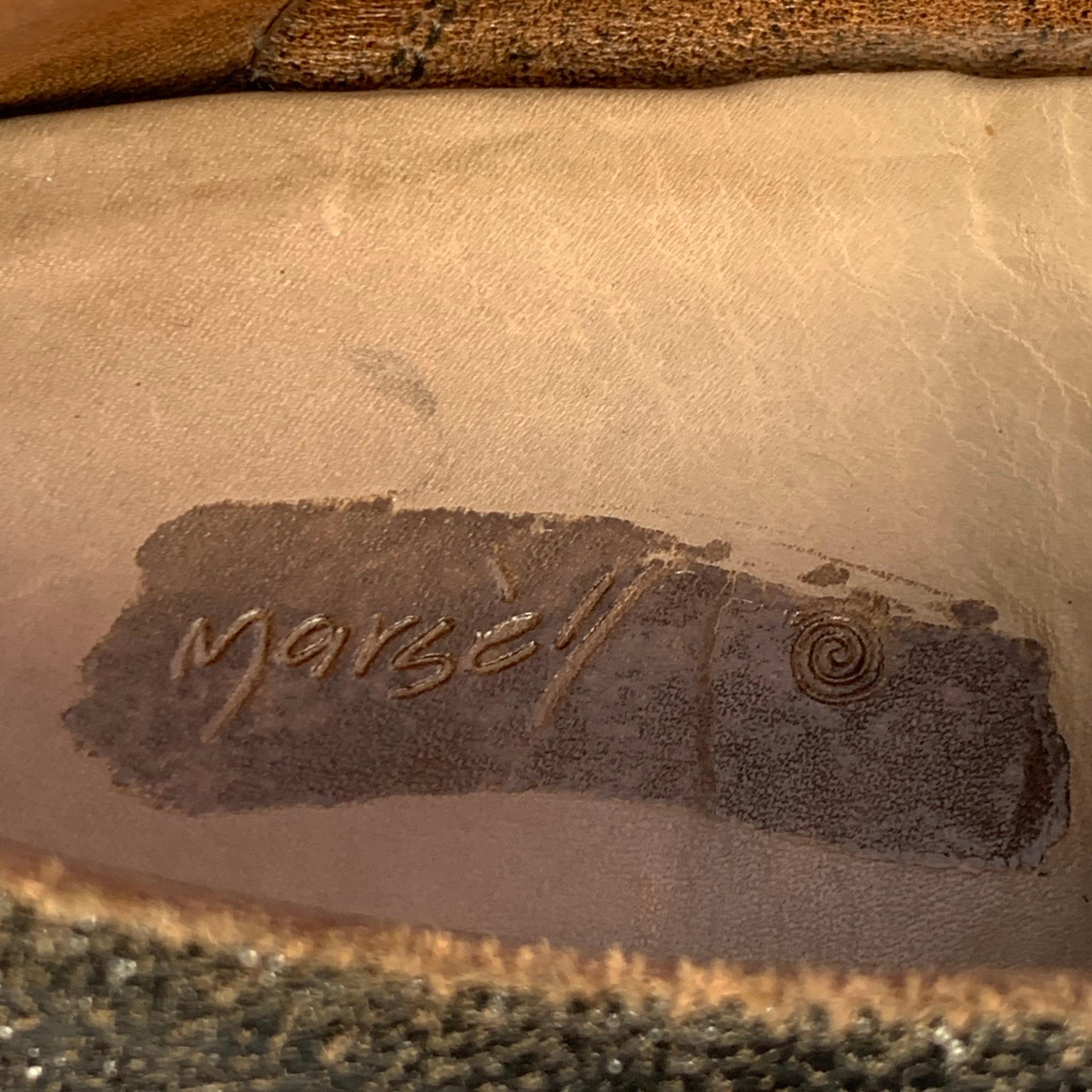 MARSELL Size 7.5 Dark Brown Cracked Leather Flat Laces In Good Condition In San Francisco, CA