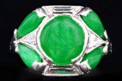 Marsh & Co. Art Deco Platinum Jadeite and Diamond Ring