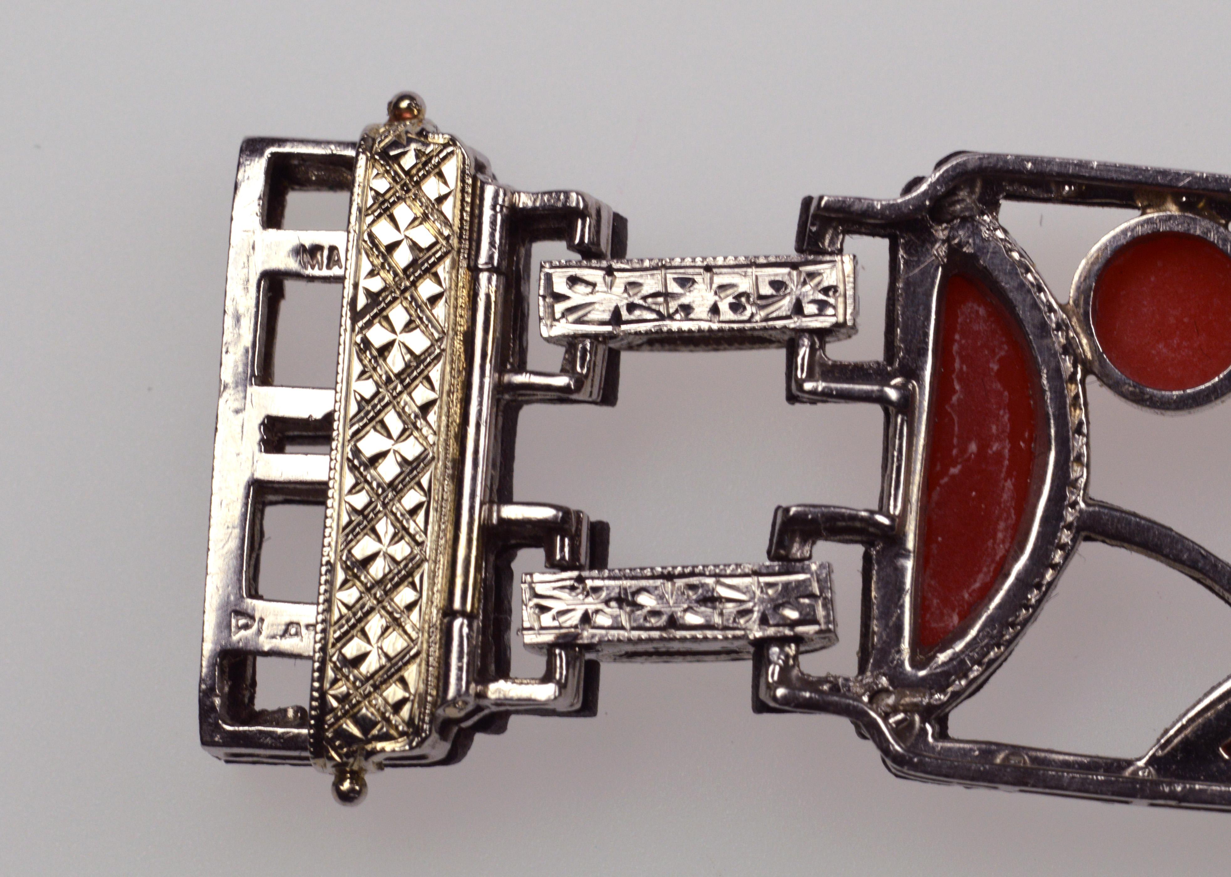 Art Deco Marsh & Co. Coral Diamond Bracelet For Sale