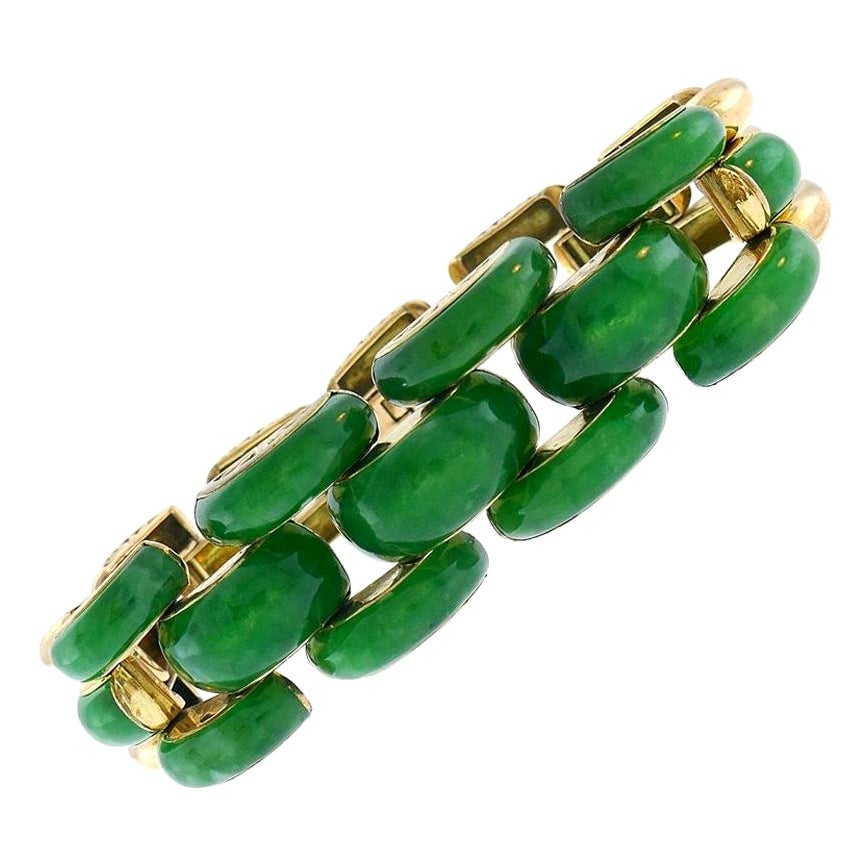 Marsh & Co. Jade 14k Yellow Gold Retro Bracelet