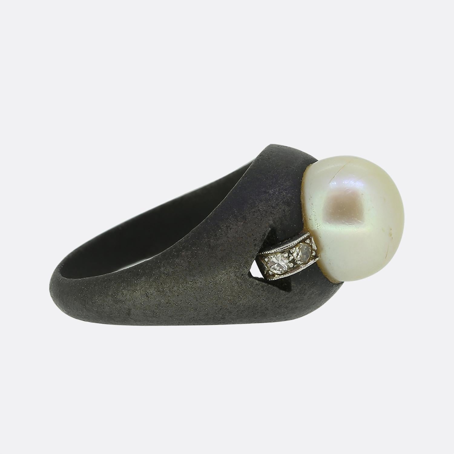 Art Deco Marsh & Co. Pearl and Diamond Ring