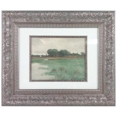Antique "Marsh Scene" Watercolor Painting by Charles Warren Eaton, 1883
