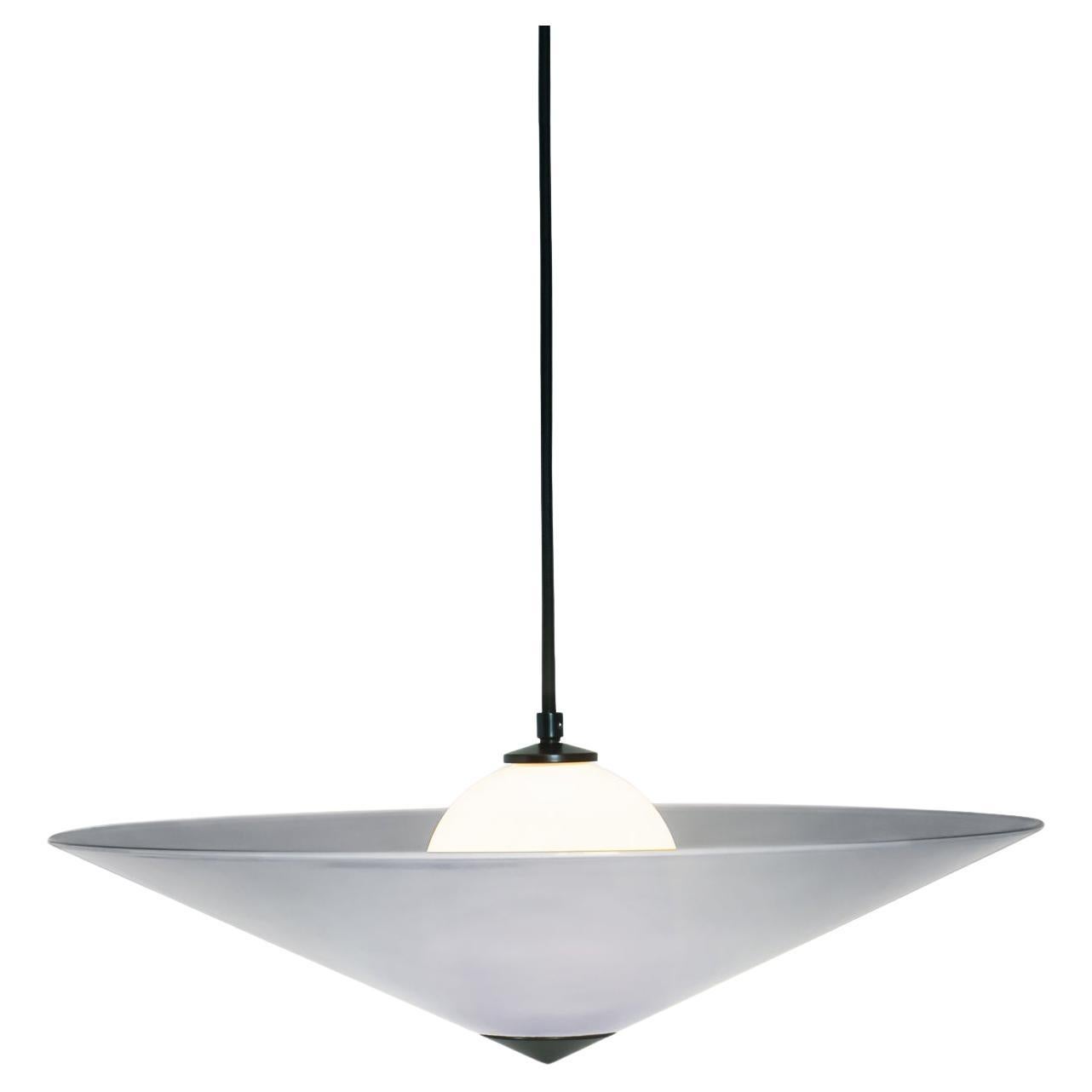 Sandblasted MARSHA 01 Pendant Light in Cloud Grey Glass & Black Powder Coated - Cluster of 3 For Sale