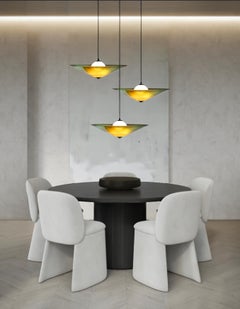 MARSHA 01 Pendant Light in Fern Green Glass & Black Powder Coated - Cluster of 3