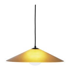 MARSHA 02 Pendant in Honey Amber Glass 
Black Powder Coated Metal Finish
