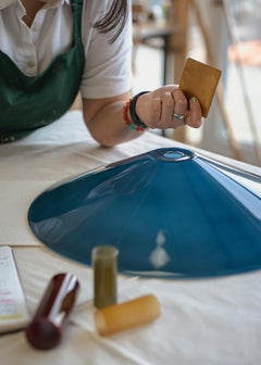 MARSHA 02 Pendant in Regal Blue Glass & Black Powder Coated Metal Finish