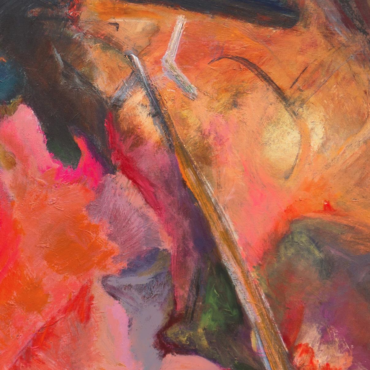 'Abstract, Coral and Saffron', Bay Area Oil Abstraction, Triton Museum, Brooklyn - Abstract Expressionist Painting by Marsha Rogow Straus