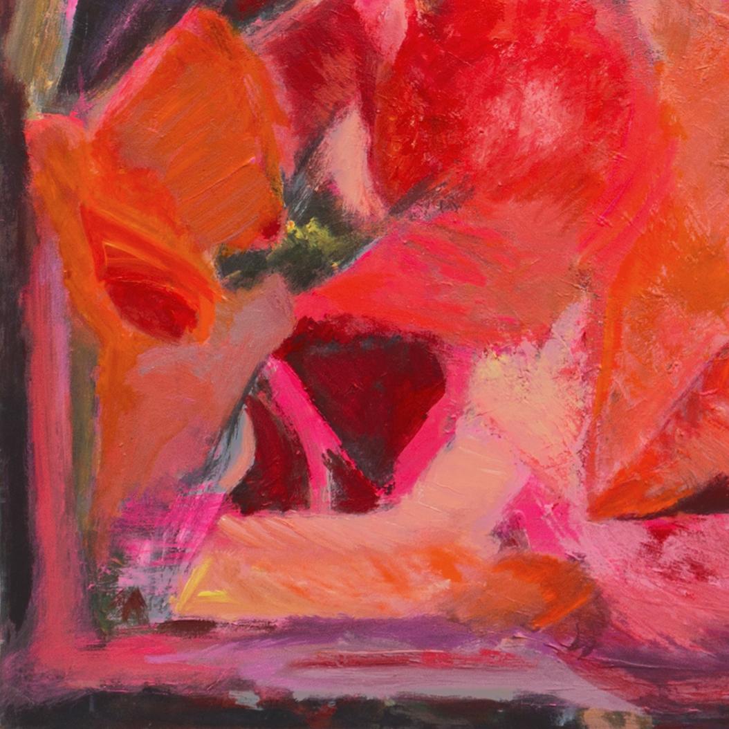 'Abstract, Coral and Saffron', Bay Area Oil Abstraction, Triton Museum, Brooklyn - Pink Abstract Painting by Marsha Rogow Straus