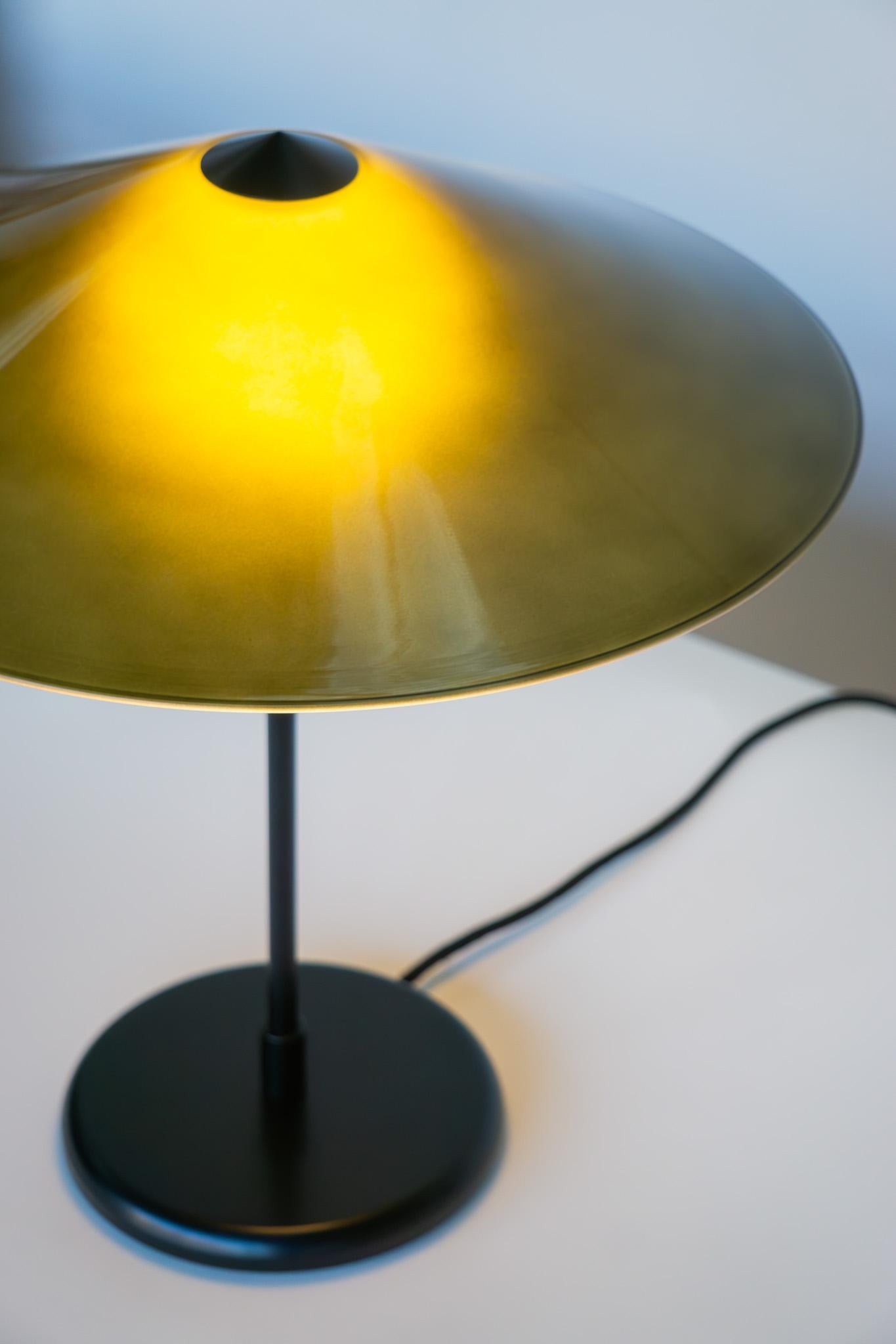 Steel MARSHA Table Lamp in Fern Green Glass & Black Powder Coated Metal Finish For Sale