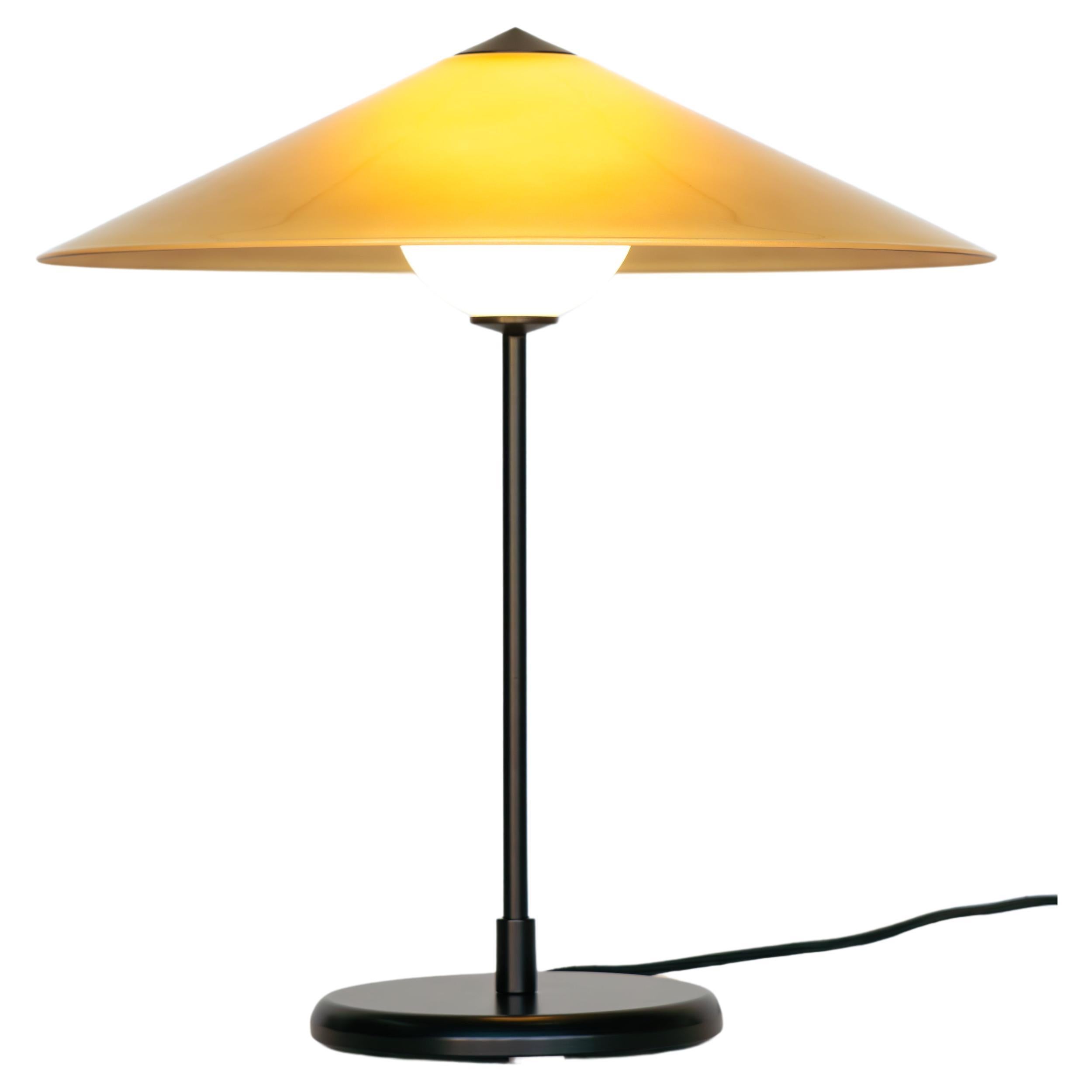 MARSHA Table Lamp in Honey Amber Glass & Black Powder Coated Metal Finish For Sale