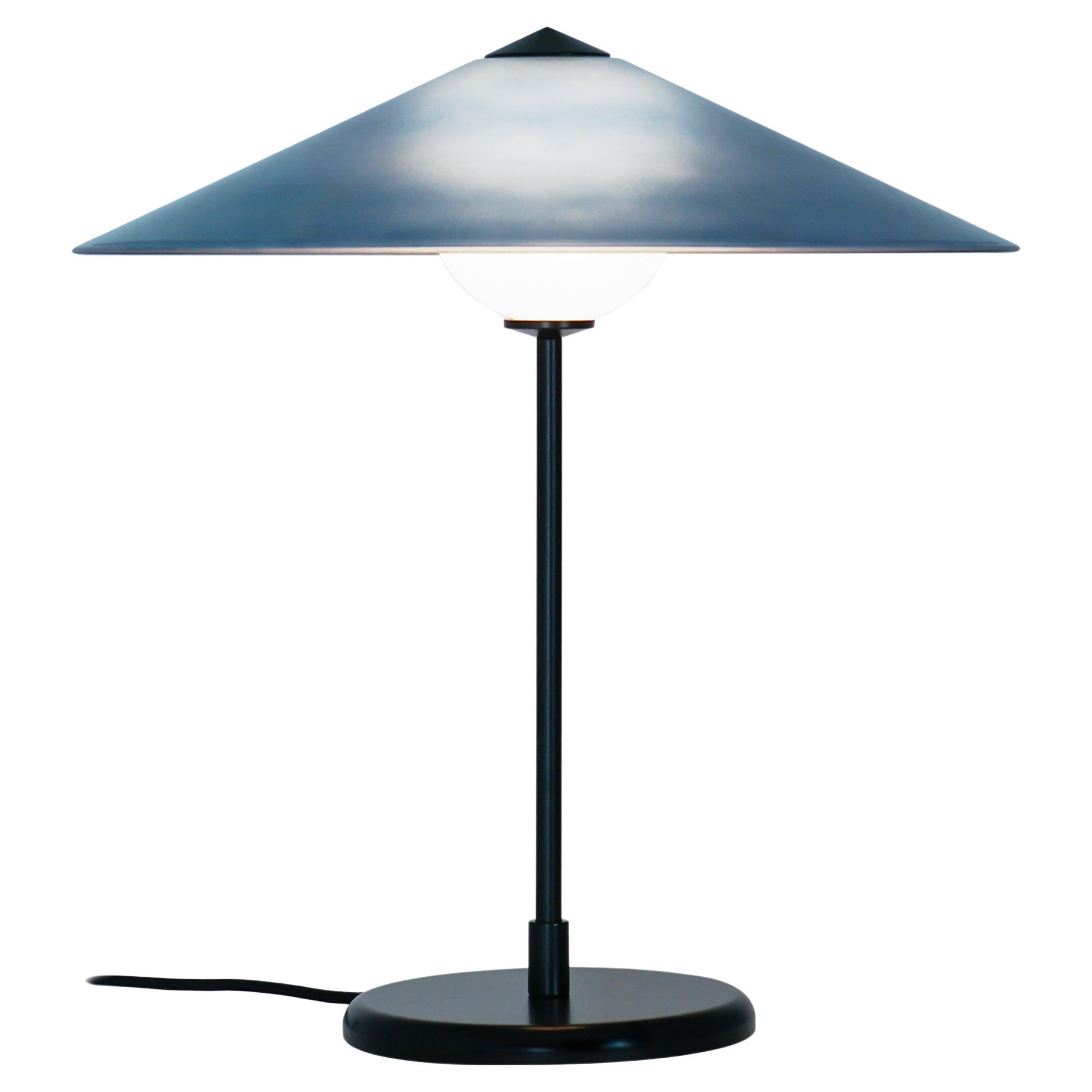 MARSHA Table Lamp in Regal Blue Glass & Black Powder Coated Metal Finish For Sale