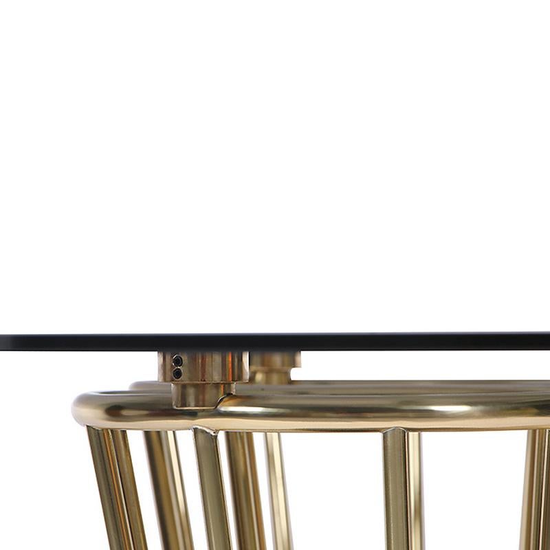 Hand-Crafted Marshal Dinning Table with Polished Brass Structure For Sale