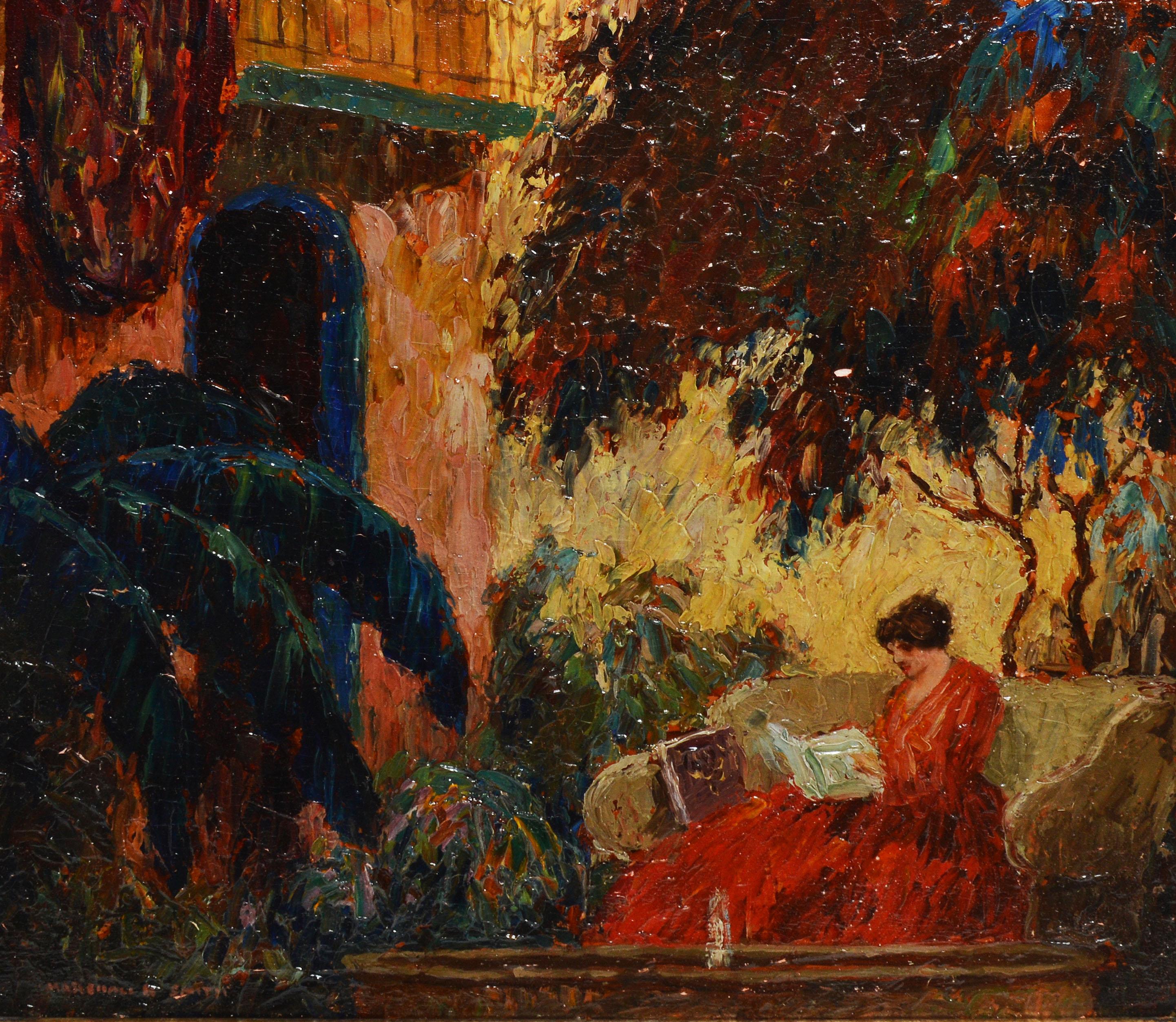 View of a New Orleans Courtyard aus dem 19. Jahrhundert von Marshall D Smith (Impressionismus), Painting, von Marshall D. Smith