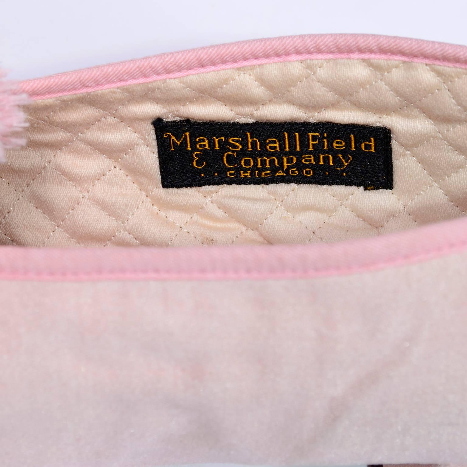 Marshall Field Edwardian Pink Satin Vintage Shoes With Pom Poms 7 1