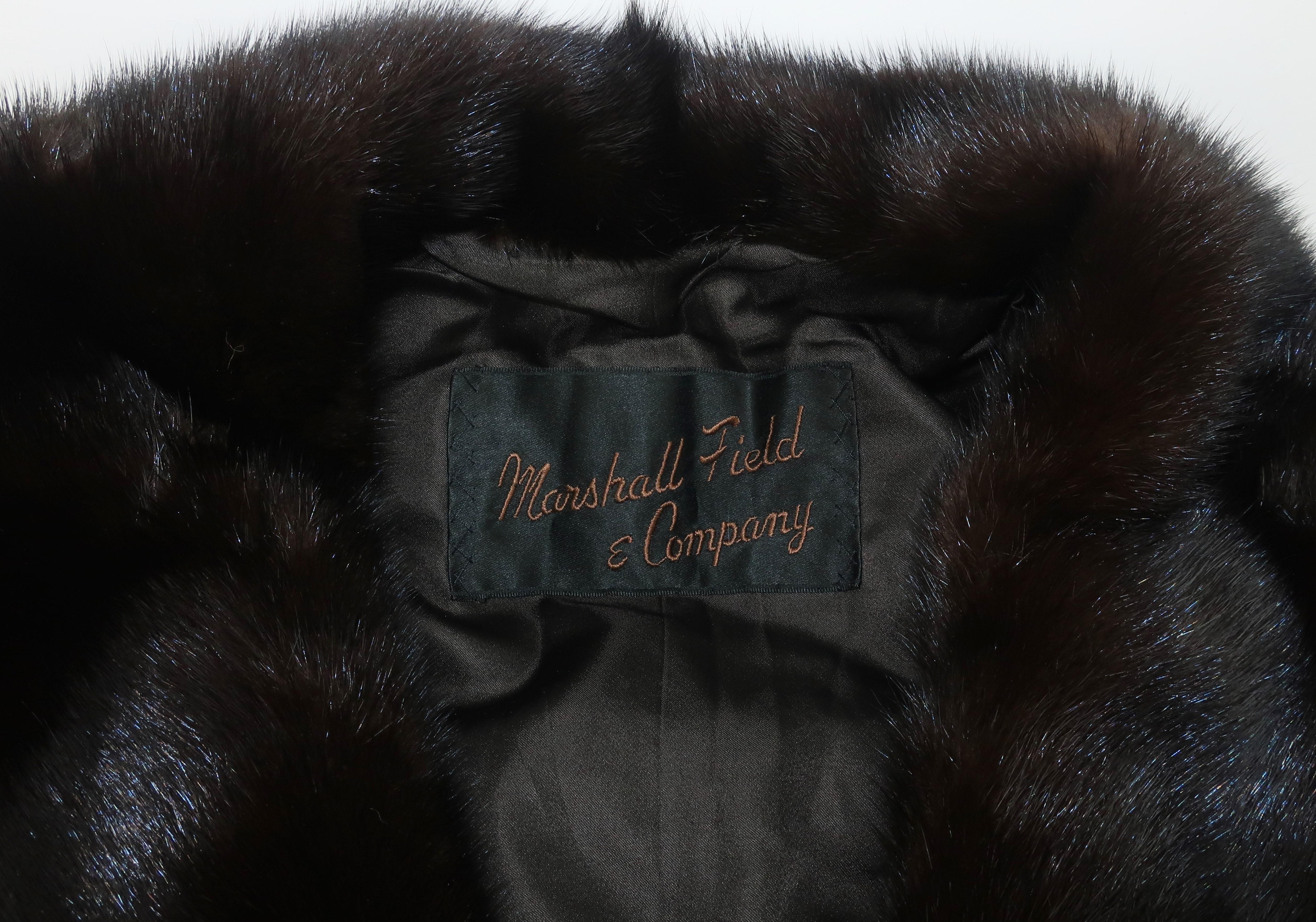 Marshall Field Brown Mink Fur Stole Wrap, 1950's 6