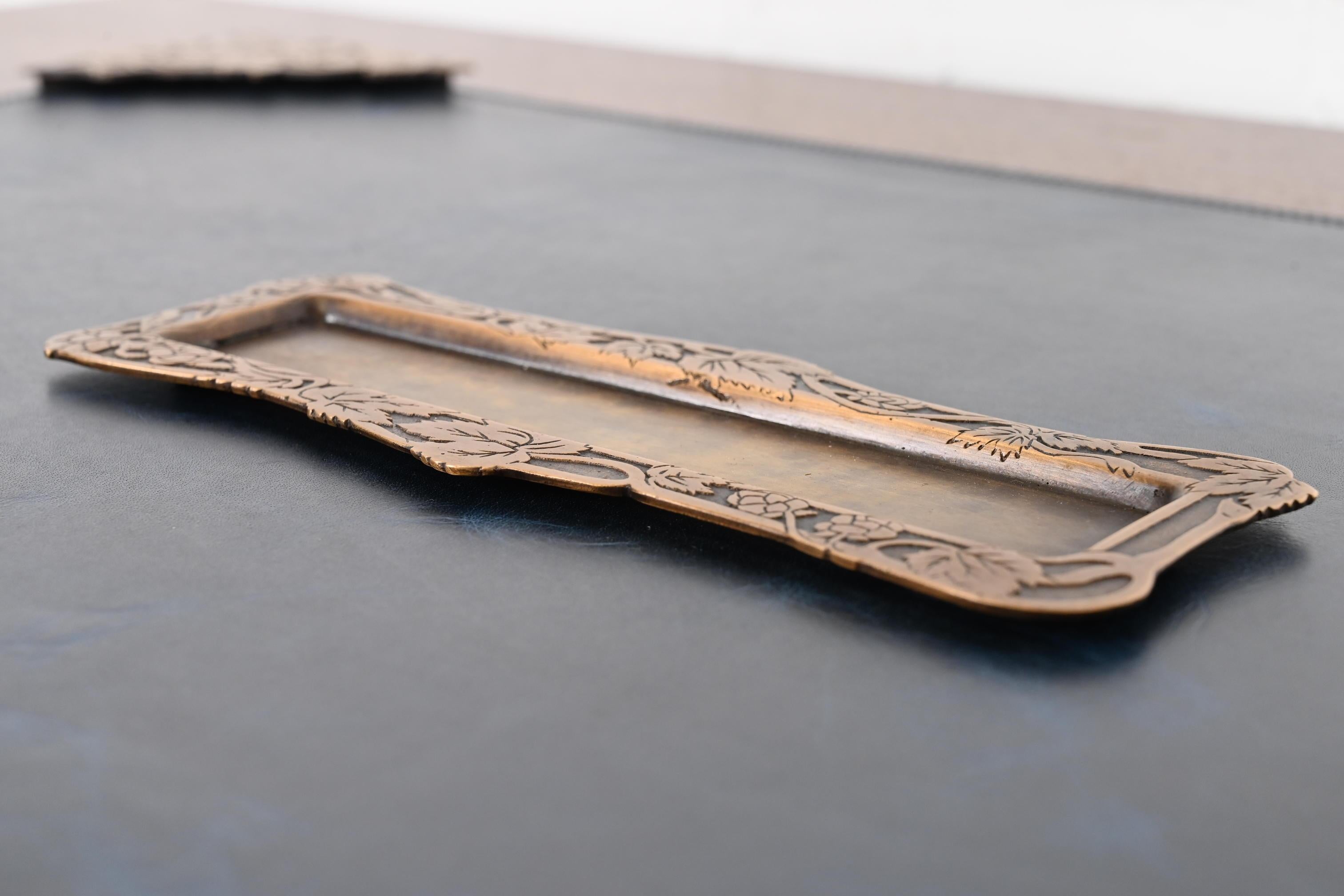20th Century Marshall Field & Co. Antique Floral Ivy Bronze Pen Tray, Circa 1910