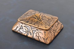 Marshall Field & Co. Antique Floral Ivy Bronze Stamp Box or Jewelry Box