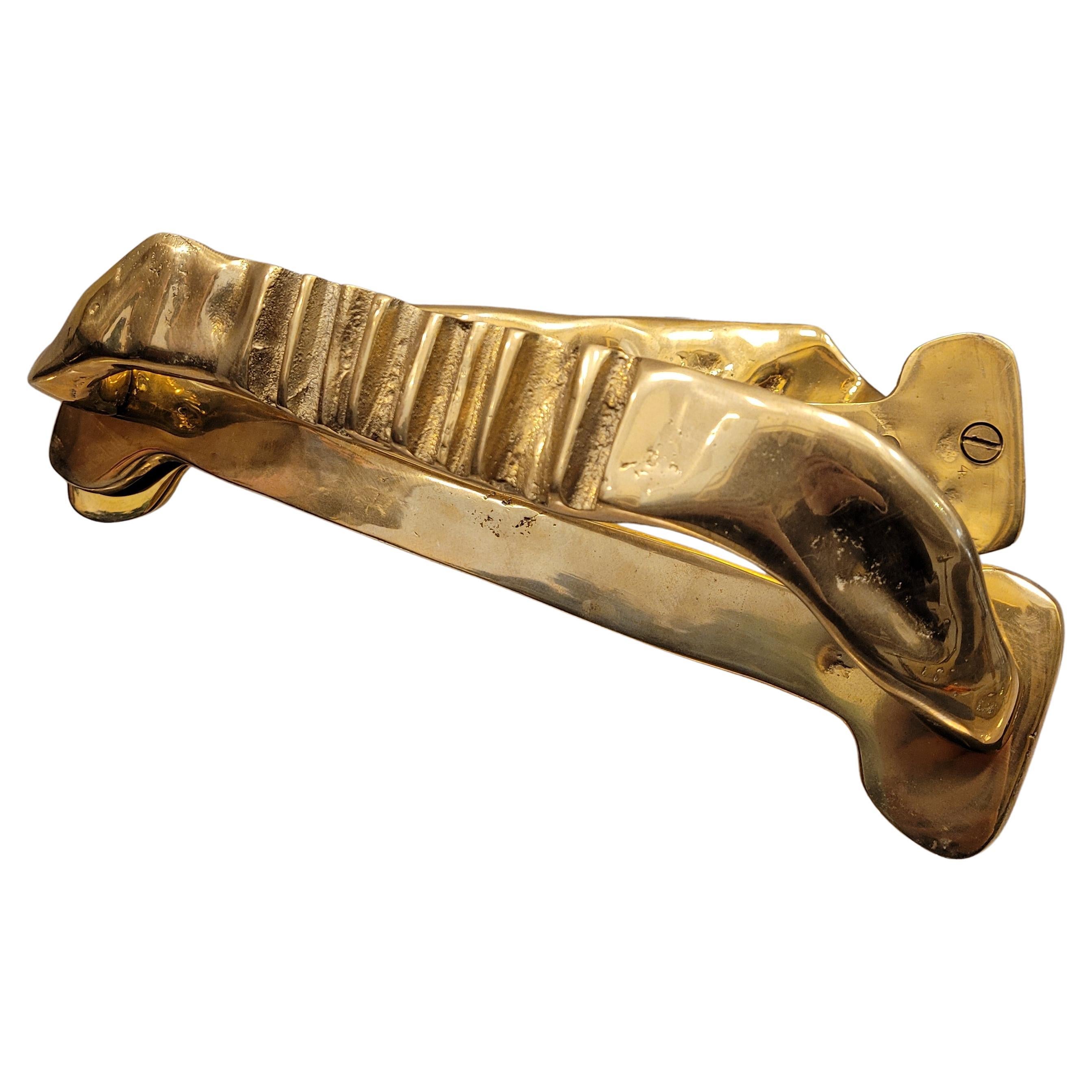 Marshall Large Gild Solid  Bronze Brutalist   Door Handles Sculpture