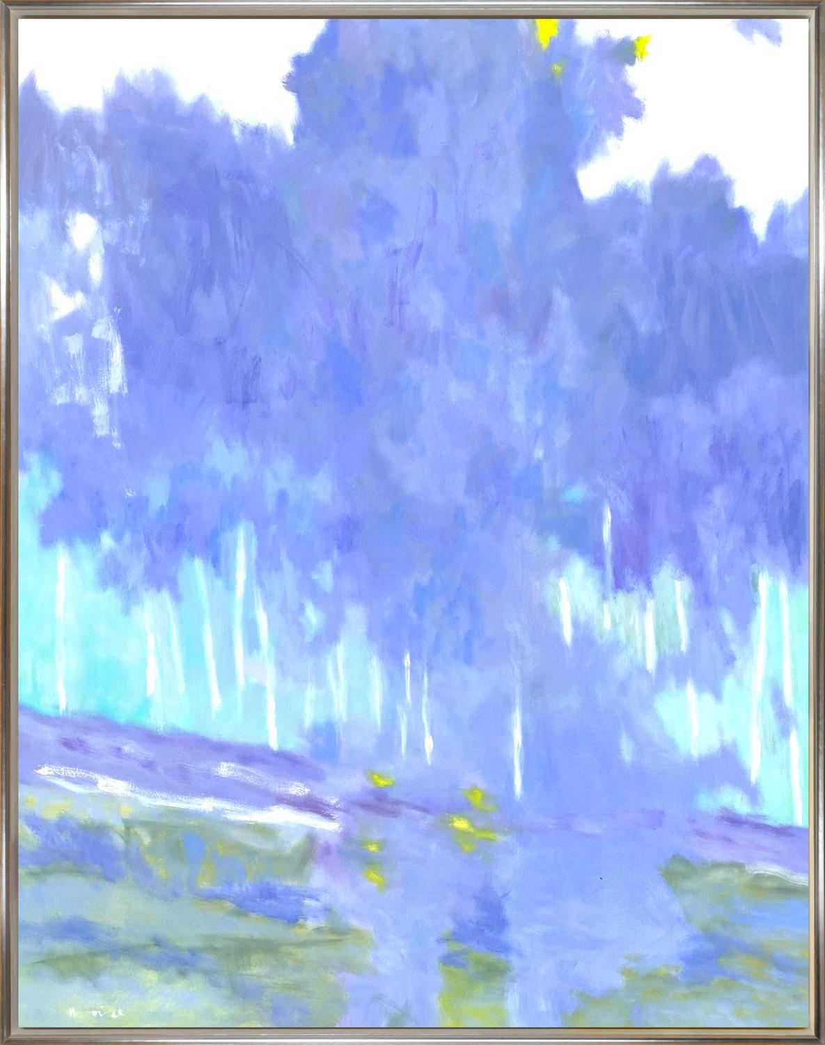 Marshall Noice Landscape Painting – "All Blues (For Miles)" Contemporary Landscape Gerahmte Öl auf Leinwand Gemälde