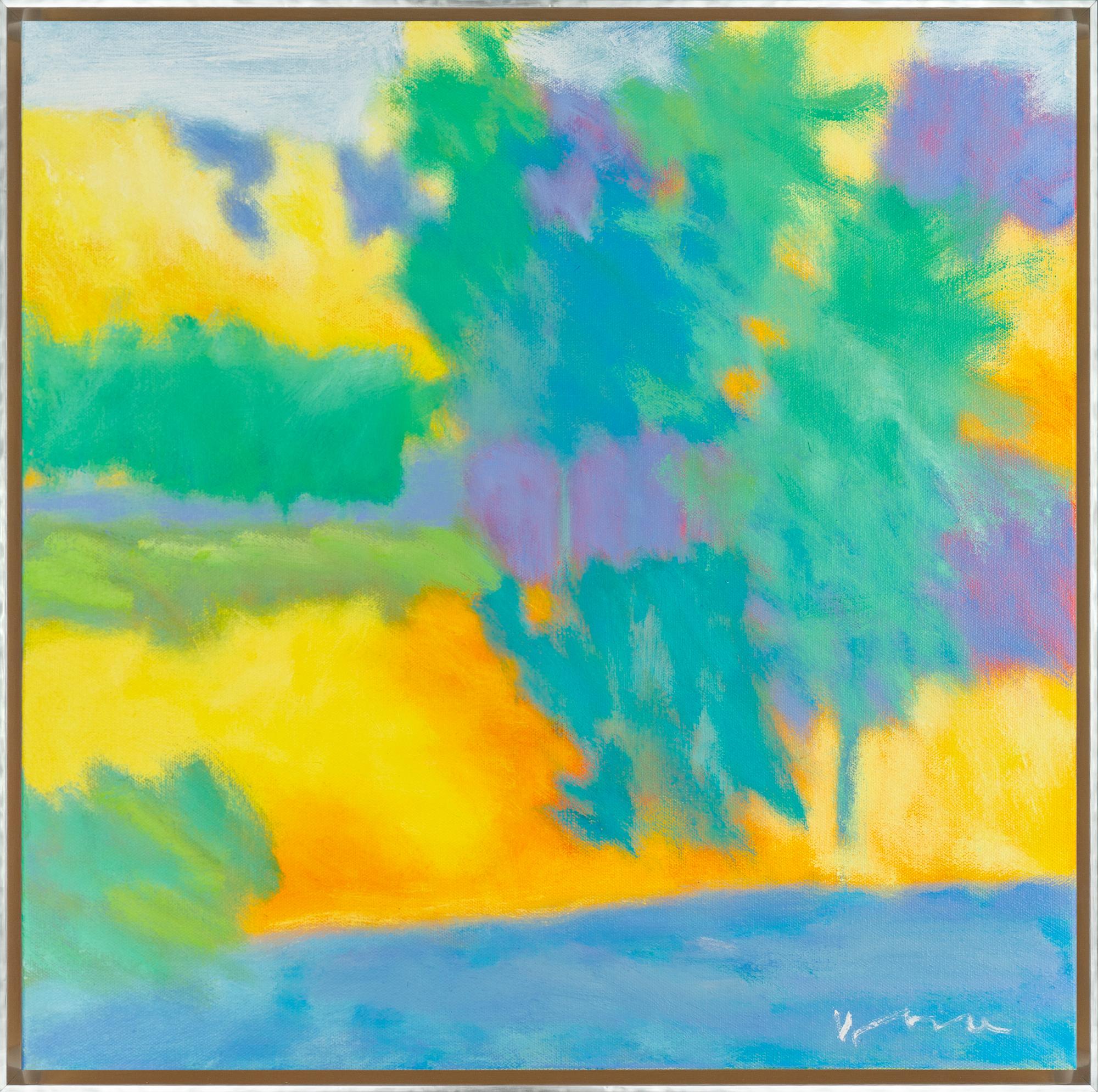 Abstract Painting di Marshall Noice - "Ash, Shorham" Paesaggio contemporaneo incorniciato Olio su Tela