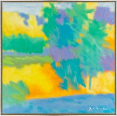 "Ash, Shorham" Contemporary Landscape Framed Oil on Canvas Painting
