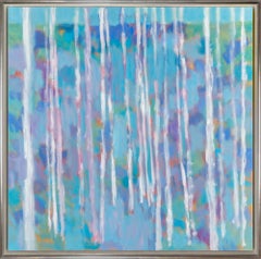 "Blue Rose Adobe" Contemporary Abstract Landscape Framed Oil On Canvas