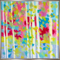 "Cool Over Warm I" Contemporary Abstract Landscape Framed Oil On Canvas