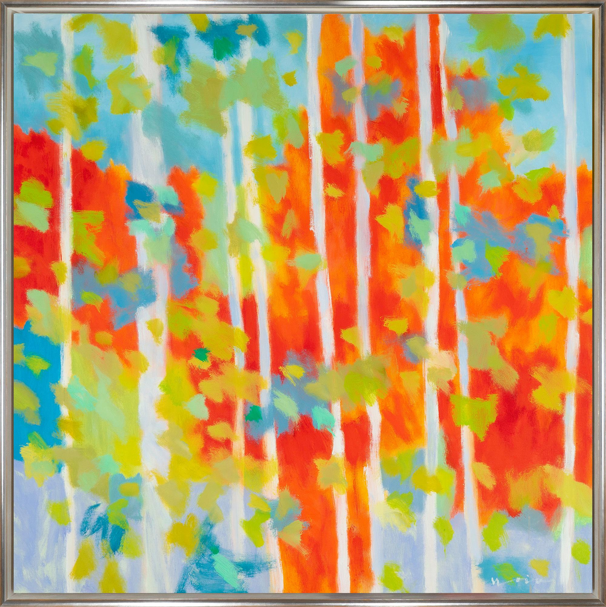 Landscape Painting Marshall Noice - "Cool Over Warm II" Peinture abstraite contemporaine encadrée à l'huile sur toile