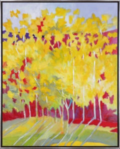 "Deeper Blue Ridgetop" Contemporary Landscape Framed Oil On Canvas Painting