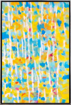 "Dense Foliage" Abstract Landscape Painting with Blue and Yellow 
