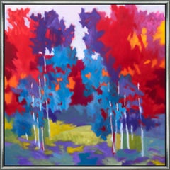 "Eleven, East of Eagle Bend" Vibrant Oil Painting of Tree Lined Landscape
