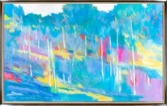 "Hillsdale, Amanecer" Paisaje abstracto contemporáneo Pintura al óleo sobre lienzo enmarcada
