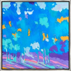 "Ombre di lavanda" Paesaggio astratto contemporaneo con cornice Olio su tela