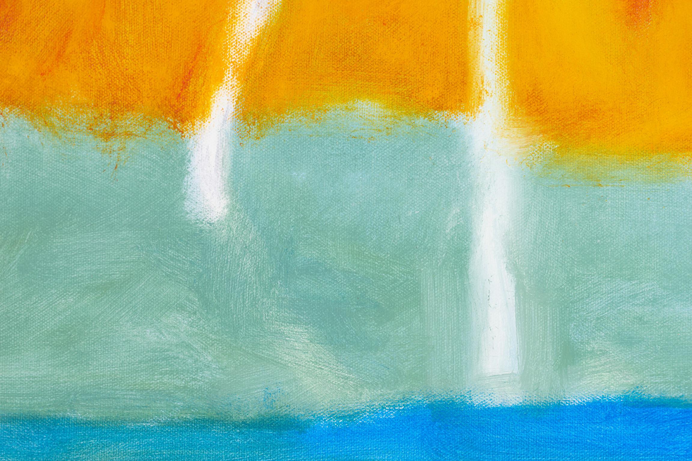 Paysage abstrait coloré à l'huile « Norvège Maples » - Beige Abstract Painting par Marshall Noice