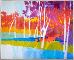 "Norway Maples" Colorful Abstracted Landscape in Oil
