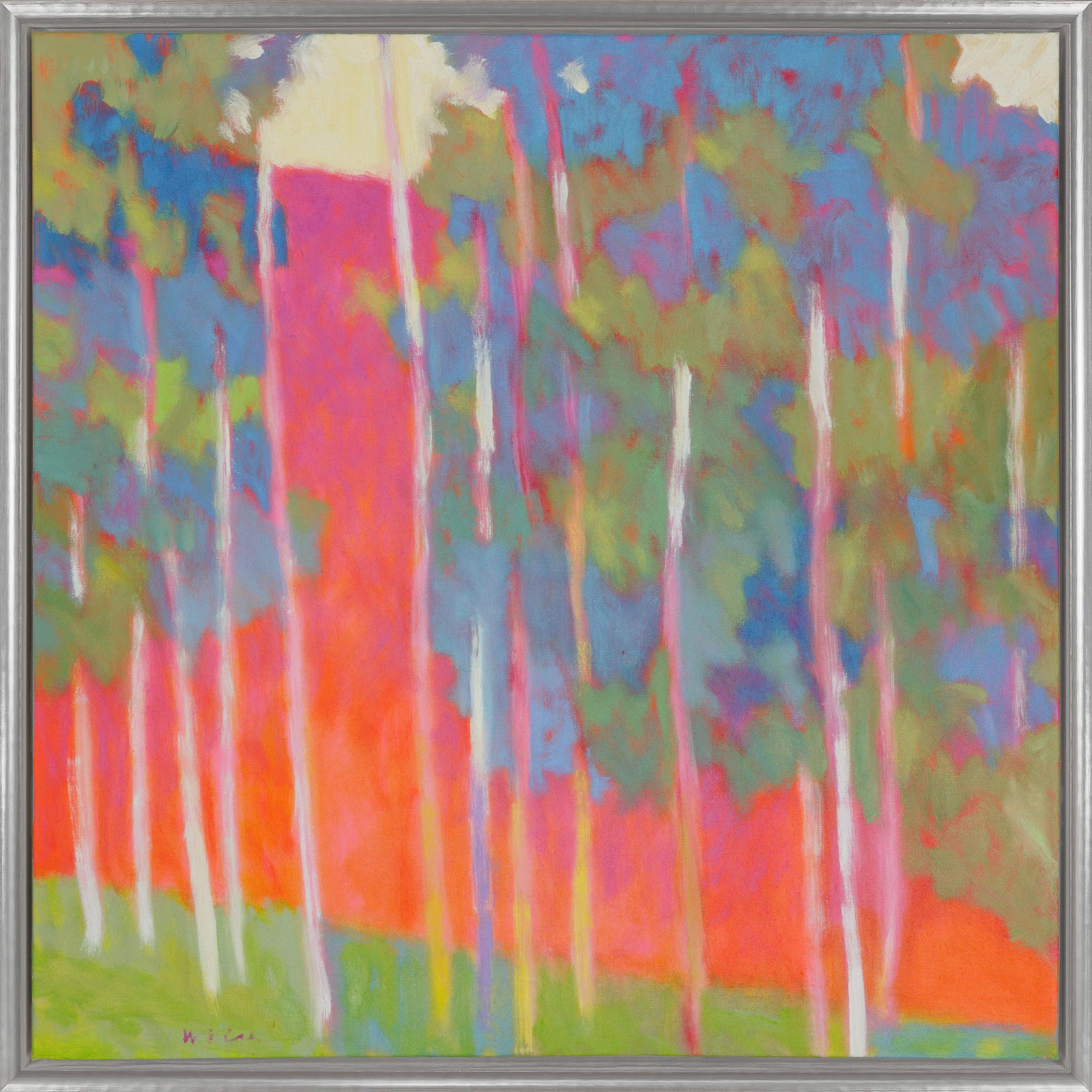 "Cálida luz detrás" Paisaje contemporáneo Enmarcado Pintura al óleo sobre lienzo - Painting de Marshall Noice