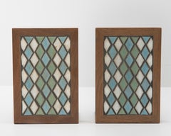 Marshall Studios Gordan Jane Martz Tile Walnut Bookends Mid Century