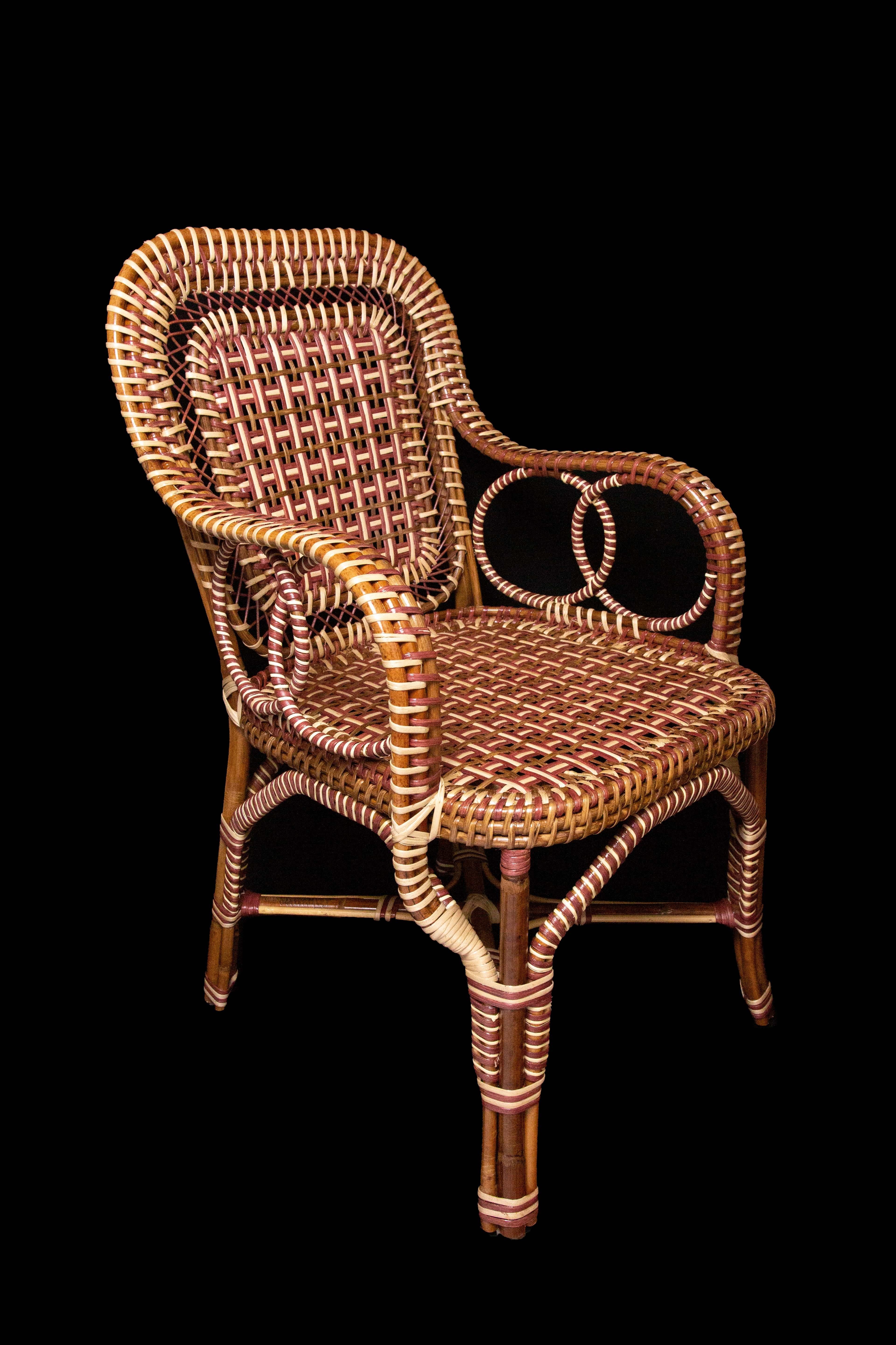 Marshan Rattan Arm Chair in Brown By Creel and Gow  In New Condition For Sale In New York, NY